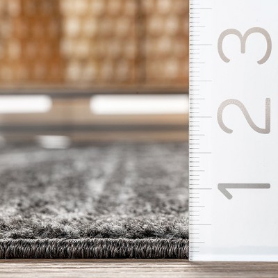 Dark Gray Synthetic Square Non-slip Contemporary Area Rug