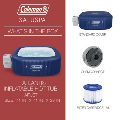 Coleman SaluSpa Blue Square Inflatable Hot Tub with 140 Jets