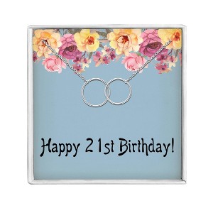 21st Birthday Greeting Card Silver Linked Circles Necklace Womens Ginger Lyne Collection - 1 of 4