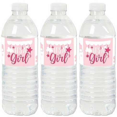 It's A Girl Bottle Wraps – 20 Baby Shower Water Bottle Labels