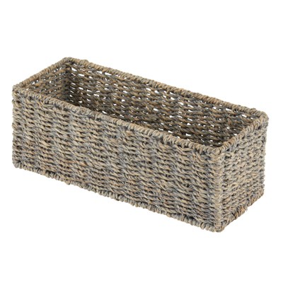 mDesign Natural Woven Bathroom Storage Organizer Basket