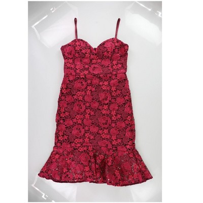 GUESS Womens Lace Floral Midi Dress