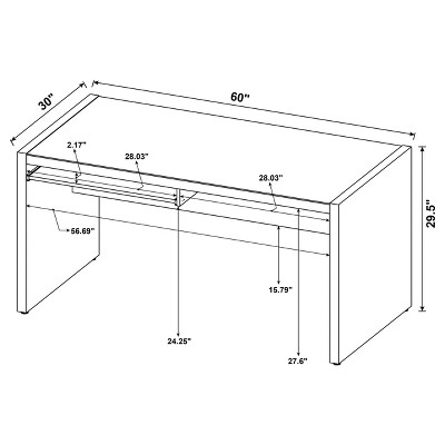 Skeena Cappuccino 3-Piece Office Desk Set with Glass Top