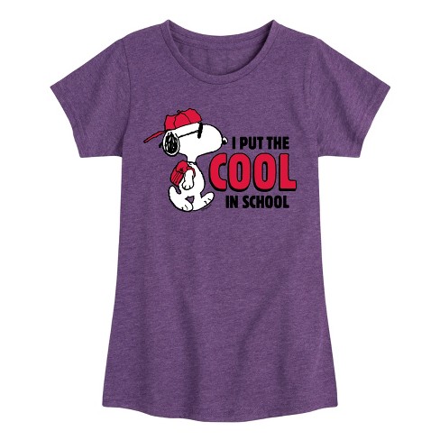 Girls' - Peanuts - Snoopy I Put the Cool in School Fitted Short Sleeve Graphic T-Shirt - image 1 of 4