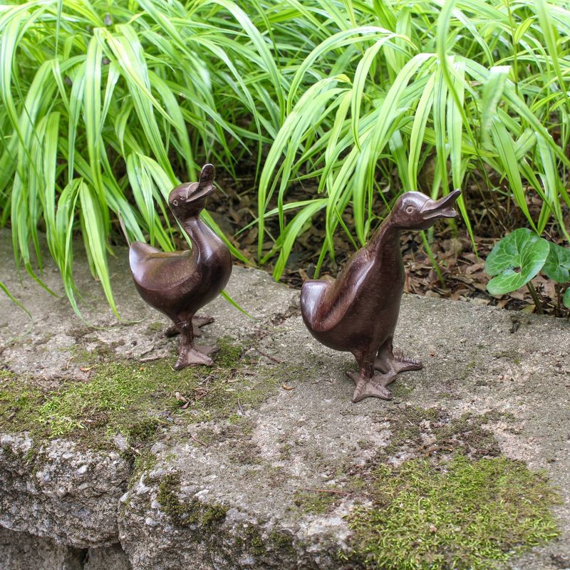 Achla Designs Pair of 2 Ducklings Outdoor Garden Statue Bronze - Hand Cast Aluminum Bird Sculptures, Decorative Yard Ornaments, 3 of 13