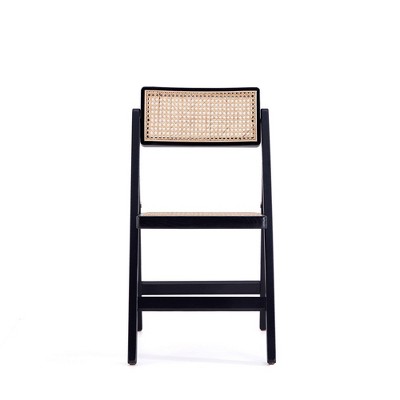 Black and Natural Cane High Folding Side Chair Set