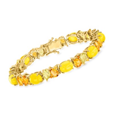 Ross-Simons 12.60 ct. t.w. Multi-Gemstone and Yellow Chalcedony Bracelet in 18kt Gold Over Sterling