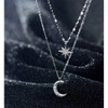 Sterling Silver Layered Necklace Chain Star Moon Choker for Women - 4 of 4