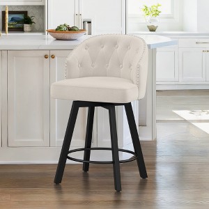 Arceso 26''H Swivel Counter Height Bar Stools with Backs Dining Chair Fabric for Home - 1 of 4