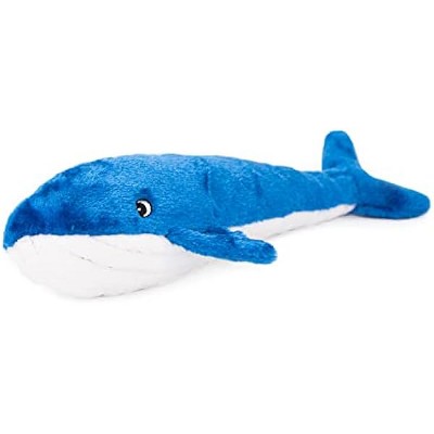 ZippyPaws Jigglerz - Zippy Paws Dog Beach Toy, Ocean Animals Squeaky Interactive Dog Toys with Crinkle Head and Tail, Blue Whale