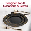 Smarty Had A Party Black w/ Gold Vintage Rim Round Plastic Wedding Value Set - 30 Sets - 3 of 4