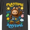 Brown bunny person Playtime Anytime on Charcoal Ground Adult Crew Neck Short Sleeve T-shirt - 2 of 4
