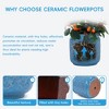 SpassWay 15" Dia Outdoor Indoor Ceramic Planter Pot Decorative Planter with Drainage Hole Patio Flower Pot - 3 of 4