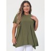 Agnes Orinda Women's Plus Size Ribbed Crew Neck Asymmetrical Hem Flowy Knit Casual Tunic Tops - 3 of 4
