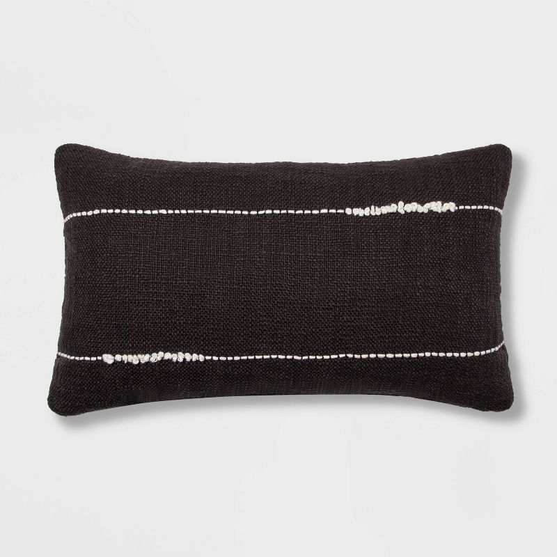 Embroidered Thin Line Lumbar Throw Pillow - Threshold™, 1 of 9