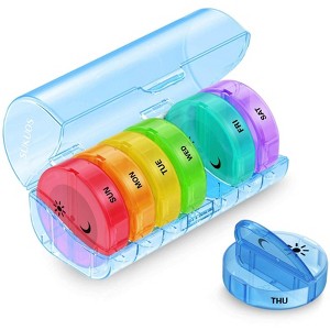 Sukuos 7-Day 2x Pill Organizer, Large Daily Pill Cases for Pills, Vitamins, Fish Oil & Supplements - 1 of 4