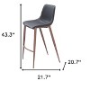 HomeRoots Set of Two 30" Black And Brown Faux Leather And Steel Bar Height Bar Chairs - 3 of 4