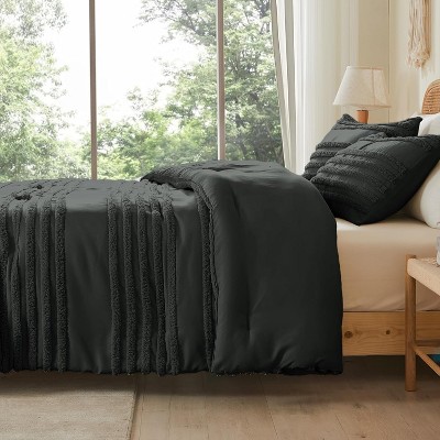 Der Rose BALHAM TRADE-King Size 3 Piece Comforter Set Dark Grey Tufted Striped Soft Vintage All Season Bedding Dusty Pink-Queen 90"x90" — фото 7