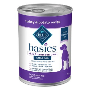 Blue Buffalo Basics Skin & Stomach Care Grain Free Natural Adult Wet Dog Food with Turkey - 12.5oz - 1 of 4