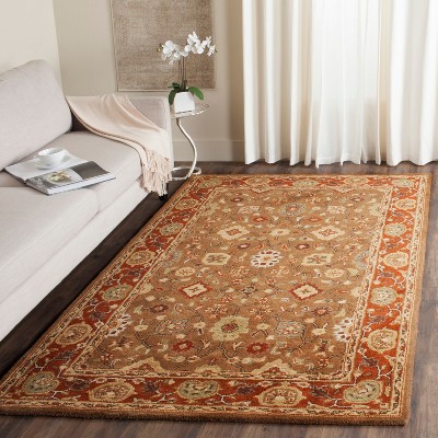 Moss & Rust Hand-Tufted Wool Rectangular Rug - Easy Care, 3' x 5'