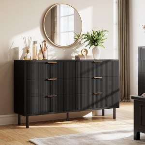 Modern 6 Drawer Double Dresser for Bedroom, Wide Chest of Drawers, Wooden TV Stand, Clothes Storage Cabinet Organizer for Living Room - 1 of 4