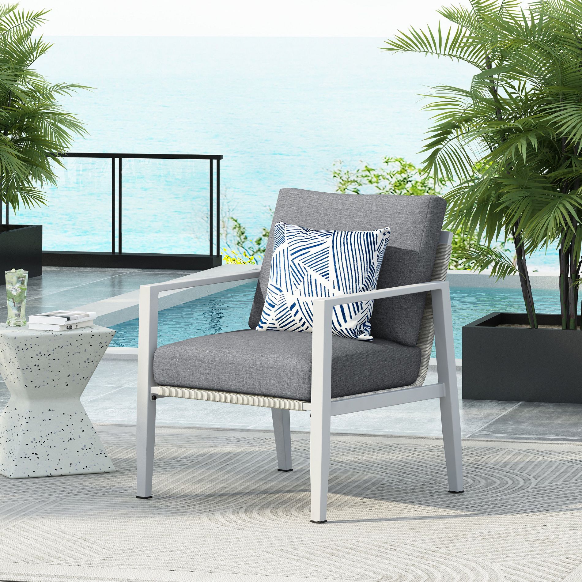 Mlmh & Kngwa 25.6"W Modern Silver Lounge Chair