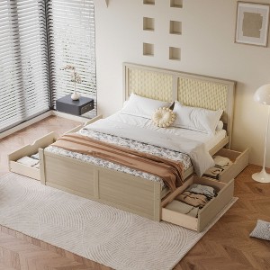 NicBex Full Size Platform Bed Modern Wooden Bed Frame with 4 Storage Drawers and Headboard for Bedroom, Guest Room, No Box Spring Required - 1 of 4