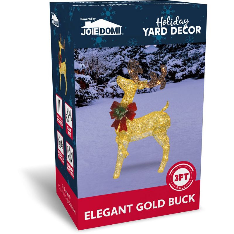 Joiedomi 3ft Gold Reindeer Buck Yard Light Christmas Outdoor Yard Garden Decorations, 4 of 6