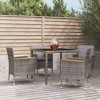 vidaXL 5 Piece Patio Dining Set - Gray Poly Rattan with Cushions, 1 Table & 4 Chairs, Comfortable Outdoor Furniture for Garden/Patio/Deck - 2 of 4