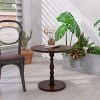 GlasFlength Coffee Tables Round Side Table Small Drink Table Small Accent Pedestal Table for Living Room Corners, Brown, 23.23"*23.23"*20.47" - 3 of 4