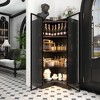 FUFU&GAGA Black Double Glass Door Corner Cabinet Display Cabinet with Built-in Adjustable Lighting - 2 of 4