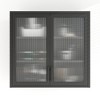 Alilang 31.50 Inch Wall-Mounted Black Metal Cabinet with Fluted Glass Doors - Black - 3 of 4