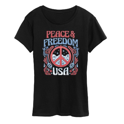 Women's - Instant Message - Peace And Freedom Short Sleeve Graphic T-Shirt