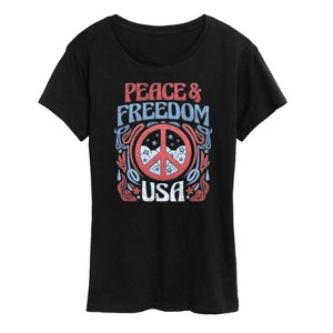 Women's - Instant Message - Peace And Freedom Short Sleeve Graphic T-Shirt - 1 of 4