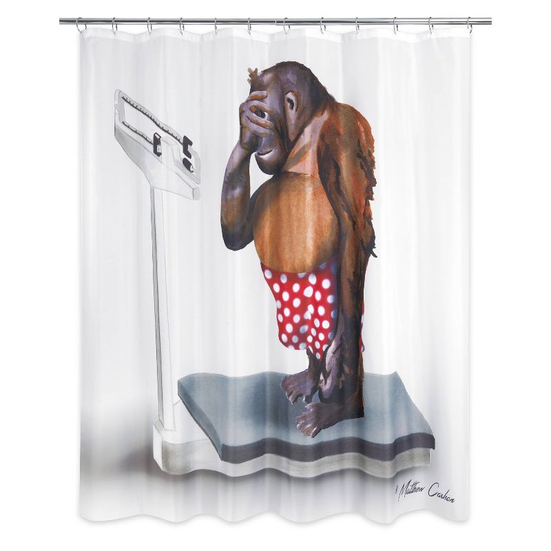 Weight Watcher Monkey Shower Curtain White/Brown - Allure Home Creations, 1 of 6