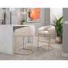 Set of 2 Louvre Upholstered Stainless Steel Barstools Cream: Gold Base, Faux Leather, No Assembly - Manhattan Comfort - 2 of 4