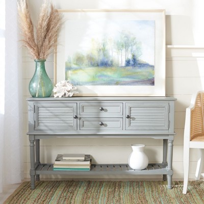 Distressed Gray Wood and Metal Hallway Table with Storage