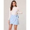 Allegra K Women's Faux Suede Tie Waisted Side Zipper A-Line Wrap Mini Short Skirt - 3 of 4