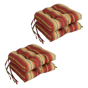 Blazing Needles, 16-inch Spun Polyester Patterned Outdoor U-shaped Tufted Chair Cushions (Set of 4) - 1 of 2