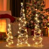 Costway 32" 24" 16" Set of 3 Lighted Rattan Cone Trees with LED Lights and Metal Frame - 4 of 4