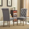 Lyngins Solid Wood Tufted Dining Chair Set of 2, Elegant Armless Chair, Upholstered Kitchen Chair, Living Room Chair - 2 of 4