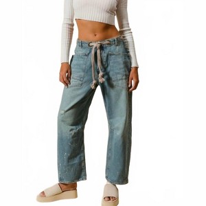 Women's Paint Drip Barrel Jean - BiBi - 1 of 4