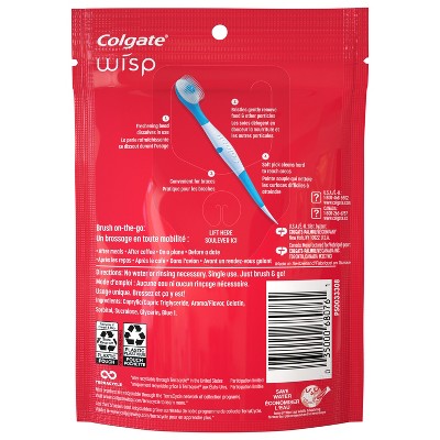 Colgate Optic White Wisp Disposable Mini Toothbrush, Peppermint - Trial Size - 24ct
