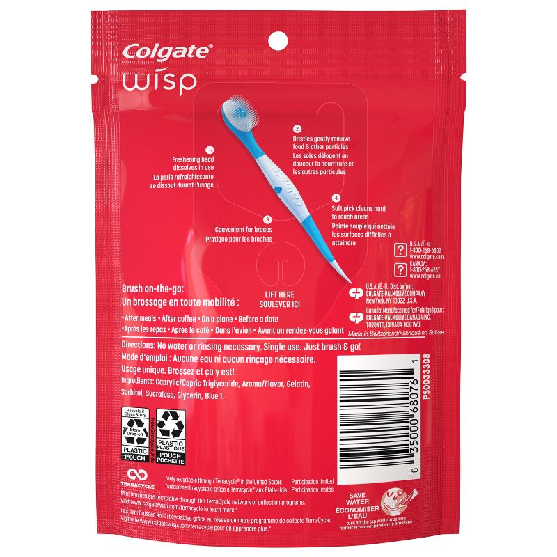 Colgate Optic White Wisp Disposable Mini Toothbrush, Peppermint - Trial Size - 24ct, 3 of 9