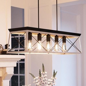 Urban Ambiance Luxury Luxe Industrial Linear Chandelier,  9"H x 38"W,  Charcoal Finish, UHP2127 - 1 of 4
