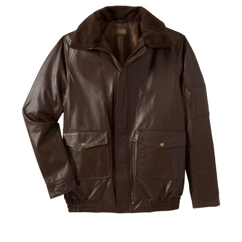 Kingsize Men's Big & Tall Leather Flight Bomber Jacket : Target