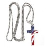 Steeltime 24" stainless steel and red, white, red enamel american flag cross pendant - 2 of 4