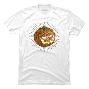 Men's Design By Humans Halloween smiling retro pumpkin with fine detailed lettering By Agor2012 T-Shirt - 1 of 2