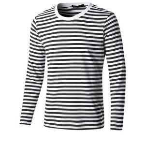 Lars Amadeus Men's Casual Striped Crew Neck Long Sleeve Pullover T-Shirt - 1 of 4