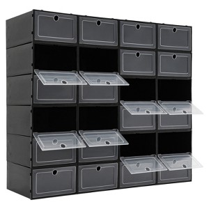 YIYIBYUS 24 Pack Plastic Stackable Foldable Shoe Storage Boxes - 1 of 4